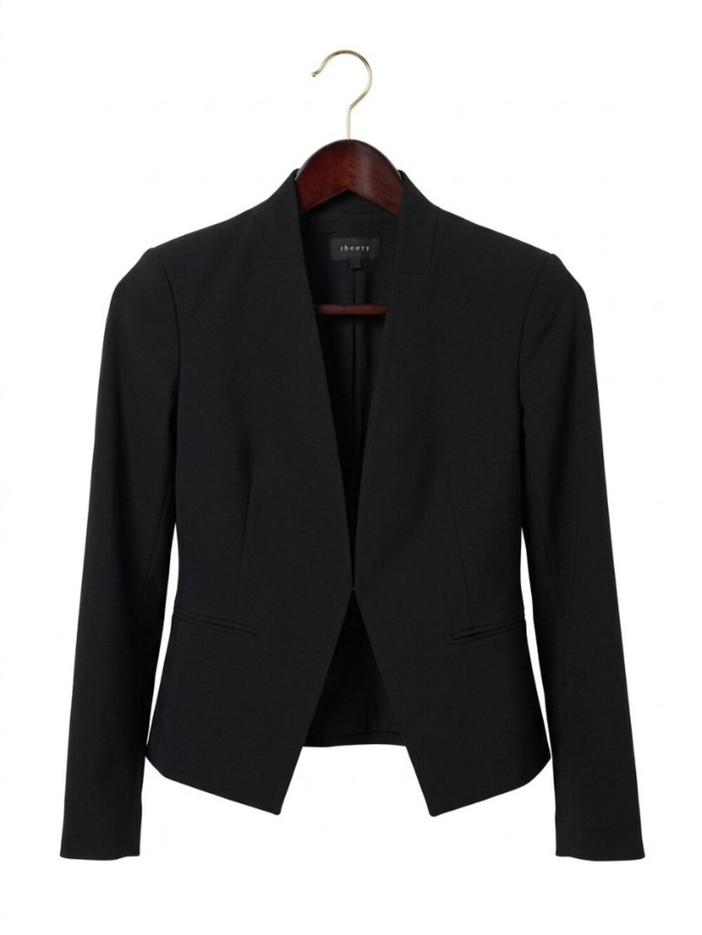 Theory Lanai Open Front Stretch Wool Blazer in black - Women's Size S (US)